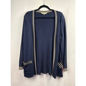 Women’s Howard Wolf Escape Size Large Navy Blue Long Sleeve Sweater with Cream S
